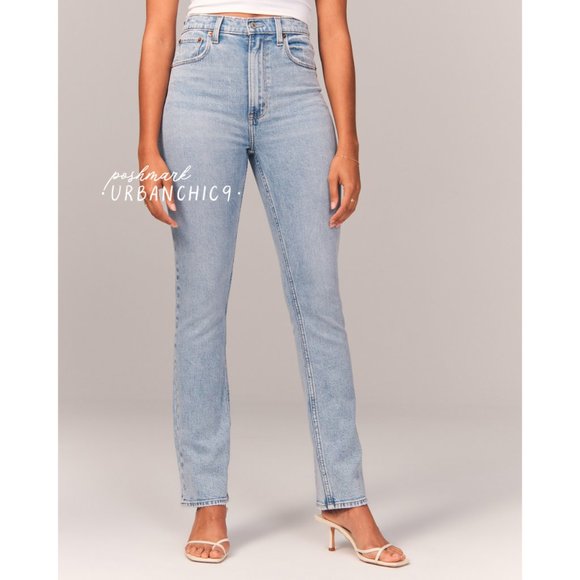 Abercrombie & Fitch Denim - NWT ABERCROMBIE 90s Ultra High Rise Slim Straight Jean Light Blue size 28